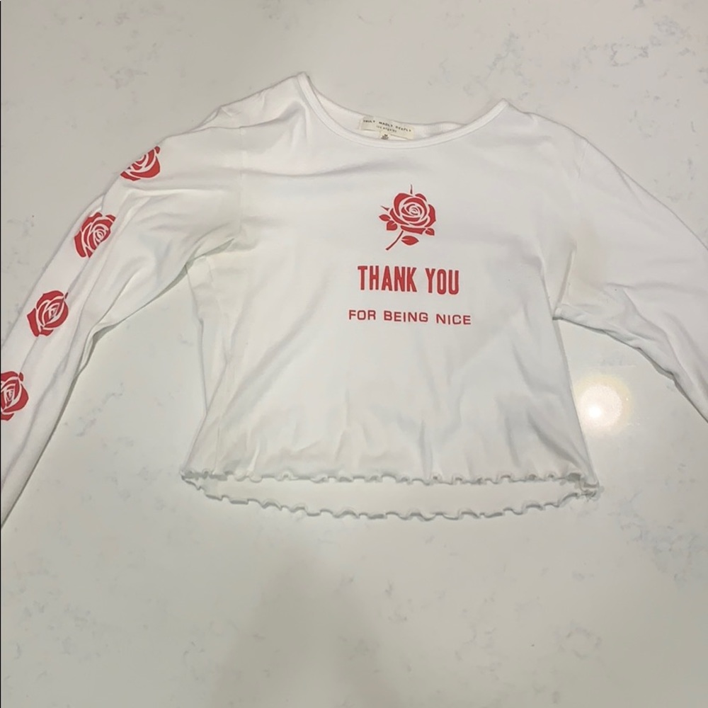 “thank you for being nice” white long sleeved tee